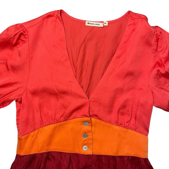 Marine Layer Maeve Colorblock Maxi Dress Multicolor TENCEL Pockets - Size XS - Picture 3 of 14